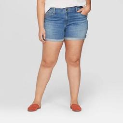 Women's Plus Size Mid-Rise Jean Shorts - Universal Thread™ Medium Blue