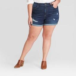 Women's Plus Size High-Rise Jean Shorts - Universal Thread™ Dark Wash