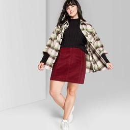 Women's Plus Size High-Rise Corduroy Mini Skirt - Wild Fable™ Burgundy