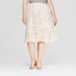 Women's Plus Size Snake Print Midi Skirt - Ava & Viv™ Silver