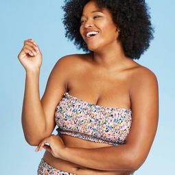 Women's Plus Size Smocked Bandeau Bikini Top - Xhilaration™ Floral Print