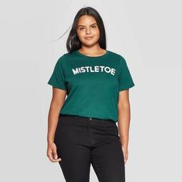 Women's Mistletoe Plus Short Sleeve T-Shirt (Juniors') - Green