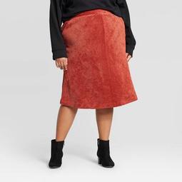 Women's Plus Size Cord Mitered Skirt - Prologue™ Red 