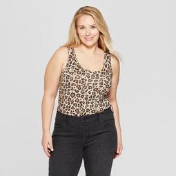 Women's Plus Size Leopard Print Scoop Neck Perfect Tank - Ava & Viv™ Brown