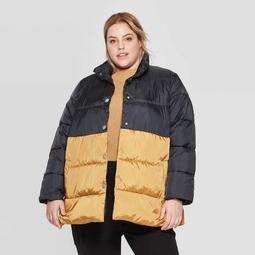Women's Plus Size Long Sleeve Puffer With Snaps Jacket - Who What Wear™