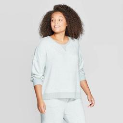 Women's Plus Size Striped Perfectly Cozy Lounge Sweatshirt - Stars Above™ Mint