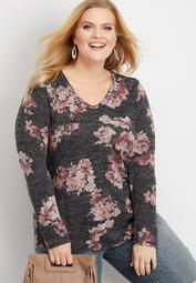 plus size 24/7 floral long sleeve tee