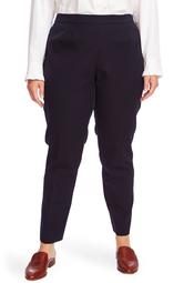 Flat Front Stretch Cotton Blend Twill Trousers