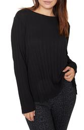 Aimee Wide Ribbed Long Sleeve Cotton Blend Top