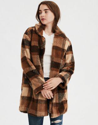 american eagle plaid sherpa