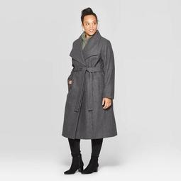 Women's Plus Size Wool Wrap Coat - Ava & Viv™ Gray