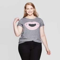 Women's Fangs Short Sleeve Plus Size Graphic T-Shirt (Juniors') - Gray