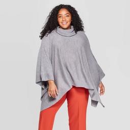 Women's Turtleneck Pullover Poncho Wrap Jacket - A New Day™