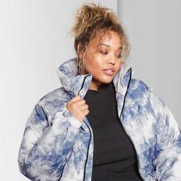 Women's Plus Size Zip-Up Puffer Jacket - Wild Fable™ Blue