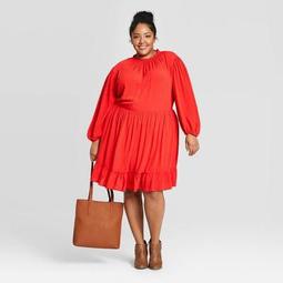 Women's Plus Size Long Sleeve Mock Turtleneck Babydoll Dress - Universal Thread™