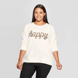 Women's Happy Graphic Plus Size Sweatshirt (Juniors') - Cream