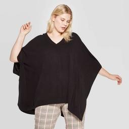 Women's Plus Size Turtleneck Pullover Poncho Wrap Jacket - A New Day™ One Size