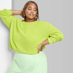 Women's Plus Size Crewneck Sweater - Wild Fable™ Sparkling Green