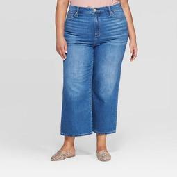 Women's Plus Size Mid-Rise Wide Leg Cropped Jeans - Universal Thread™ Medium Wash