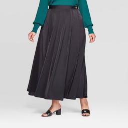 Women's Plus Size Mid-Rise High Slit Maxi Skirt - Who What Wear™ Black