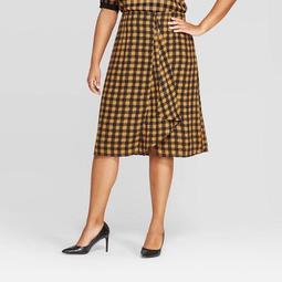 Women's Plus Size Plaid Mid-Rise A Line Midi Skirt - Who What Wear™