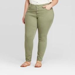 Women's Plus Size Mid-Rise Skinny Jeans - Universal Thread™ Olive