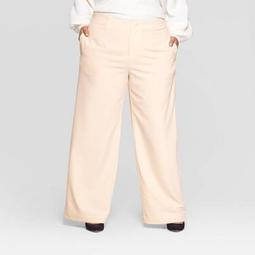 Women's Plus Size Mid-Rise Silky Wide Leg Pull-On Pants - Who What Wear™
