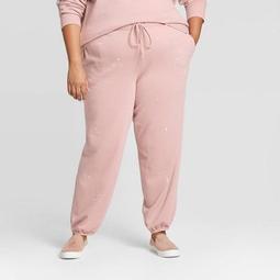 Women's Plus Size Embroidered Mid-Rise Jogger - Universal Thread™ Pink
