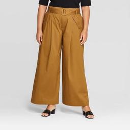 Women's Plus Size Mid-Rise Wide Leg Pants - Who What Wear™ Brown