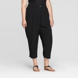 Women's Plus Size Mid-Rise Straight Fit Cropped Trouser - Prologue™ Black