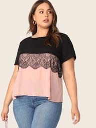 Plus Lace Insert Cut-and-sew Top