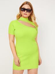 Plus Neon Green Peekaboo Sweater Dress
