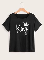 Plus Letter And Crown Print Tee
