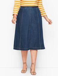 Denim A-Line Midi Skirt