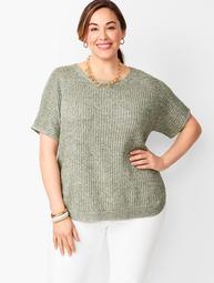 Marled Chunky-Knit Linen Sweater