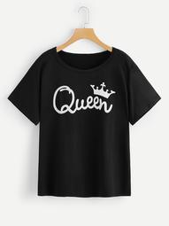 Plus Crown And Letter Print Tee