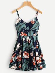 Plus Floral & Tropical Print Cami Dress