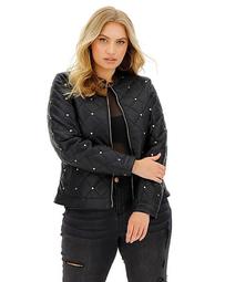 Joanna Hope Stud PU Leather Jacket