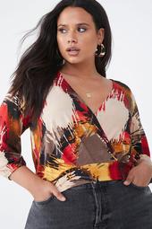 Plus Size Abstract Print Top