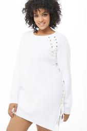 Plus Size Vented Lace-Up Tunic