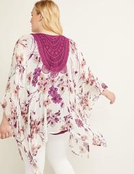 Crochet-Back Floral Ruana