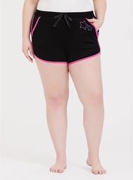 Black and Pink Fleece Lined Embroidered Star Sleep Short