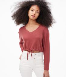 Long Sleeve Seriously Soft Cinched V-Neck Crop Top