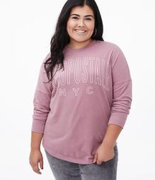 Long Sleeve Aeropostale NYC Arch Oversized Graphic Tee