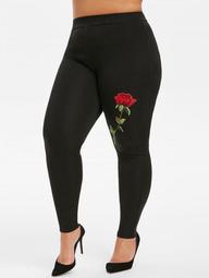 Plus Size Embroidery Skinny Pants