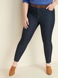 Mid-Rise Dark-Wash Plus-Size Super Skinny Ankle Jeans