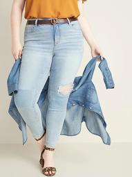 High-Waisted Secret-Slim Pockets Plus-Size Distressed Rockstar Ankle Jeans 