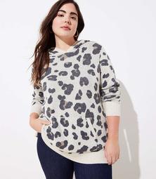 LOFT Plus Leopard Print Hoodie Sweater