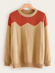 Plus Two Tone Soft Knit Sweater