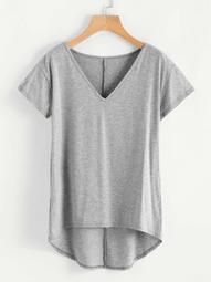 Plus V-neck High Low Tee